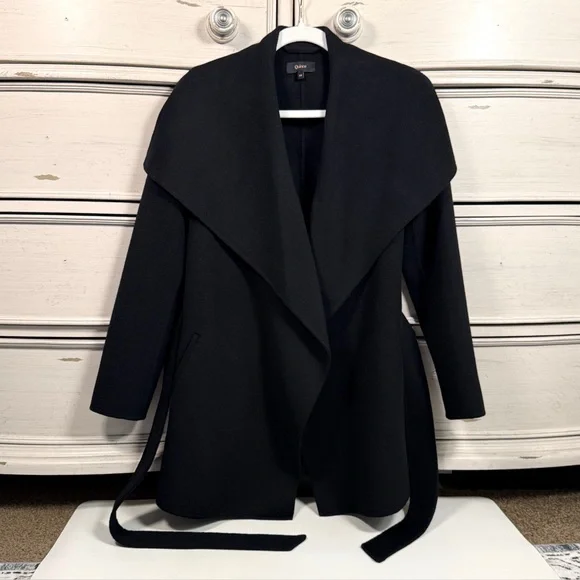 Quince Double-Faced Merino Wool Draped Collar Wrap Coat - Picture 3 of 6